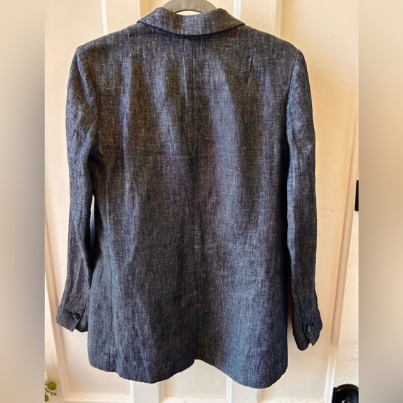 Banana Republic Boyfriend Blazer Size 4 Dark Blue Chambray Coat - Picture 3 of 9